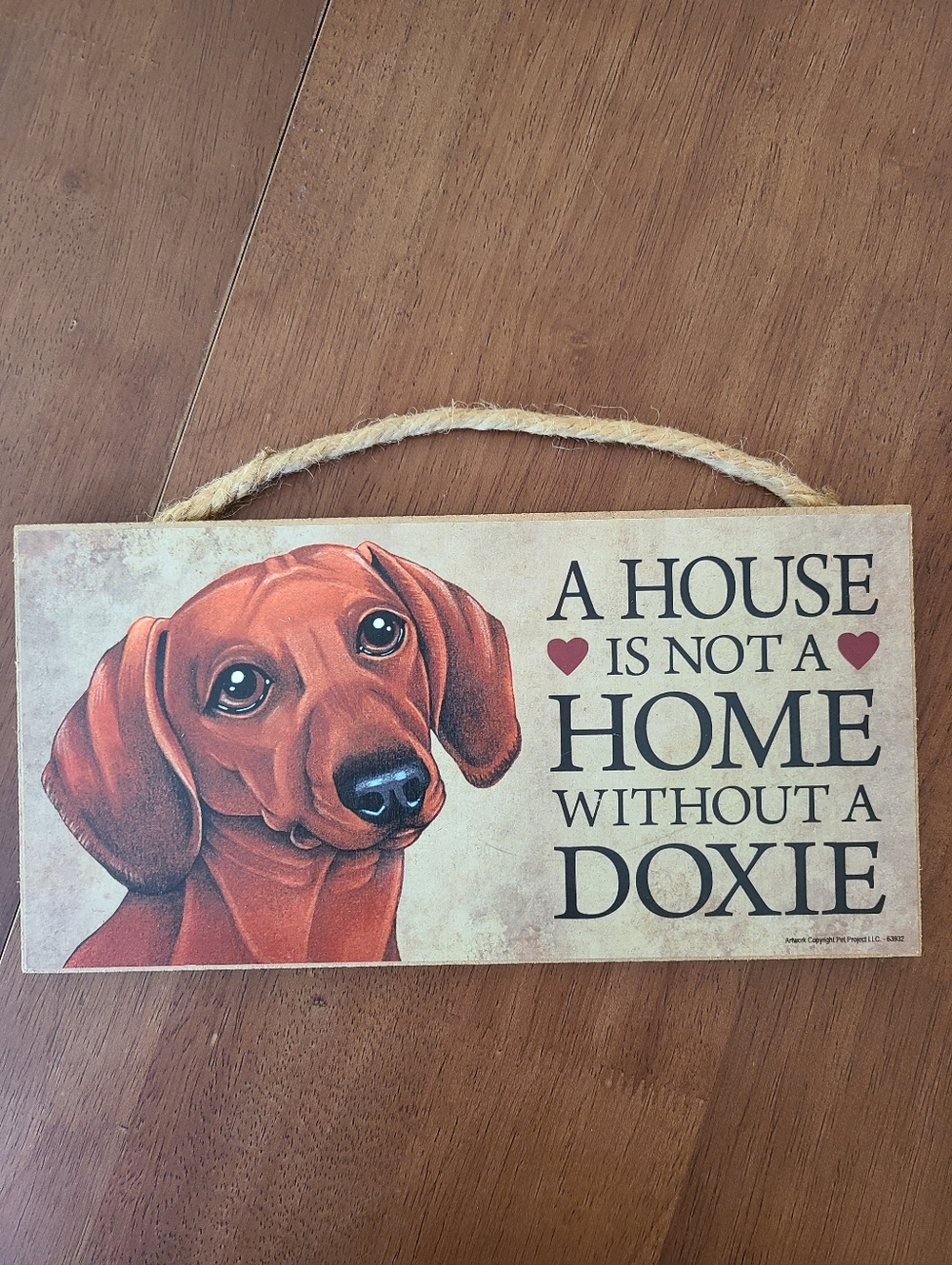 Dachshund Dog Indoor Wood Wall Plaque - Red Brown Doxie Illustration - USA Made